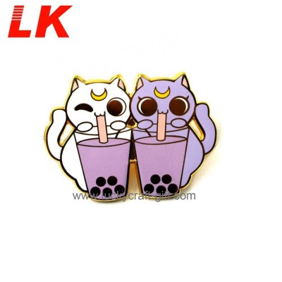 Custom Hard Enamel Pin Badges Cat Shape Metal Lapel Pins